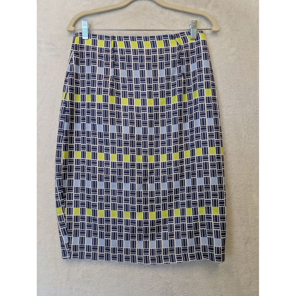 Sweet Salt Women's XS Pencil Skirt Knee Length Geometric‎ Print Blue Yellow